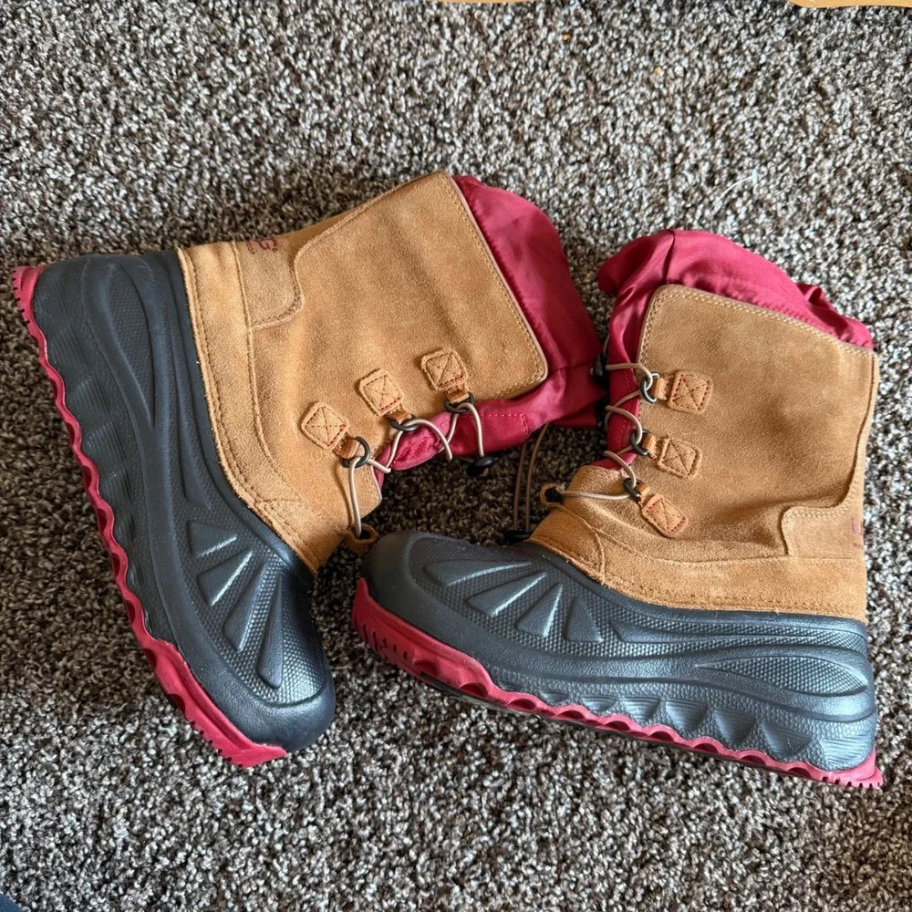 UGG Kids Ludvig Waterproof Rain Snow Boots Chestnut Red 1018190K Size 4‎ NWOB